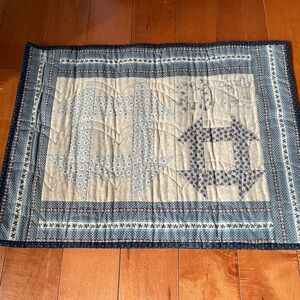 Handmade Patchwork Quilt Wall Hanging - Blue & Cream